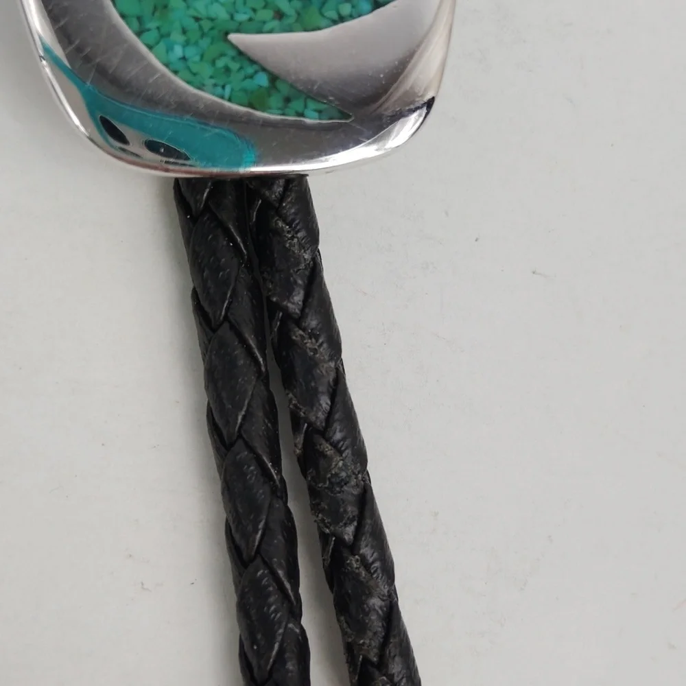 Vintage Bird Bolo Tie With Stone Chip Inlay